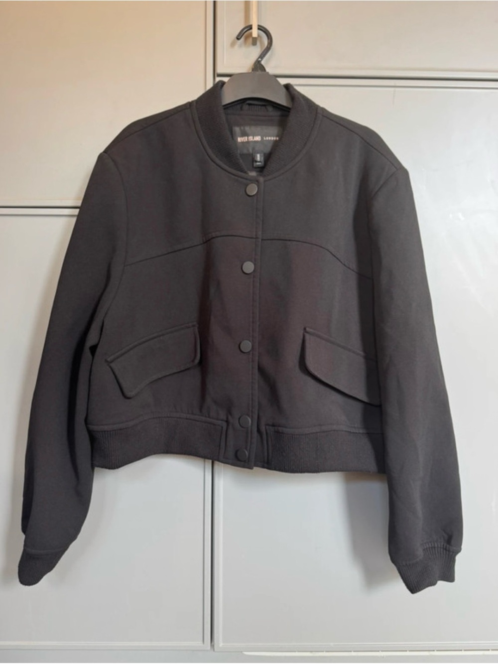 River Island Black Cropped Bomber Jacket